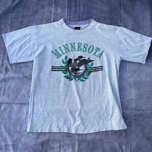 Vintage 90's Minnesota Ducks Nature Heather Gray Light Purple Tee Shirt Sz Large